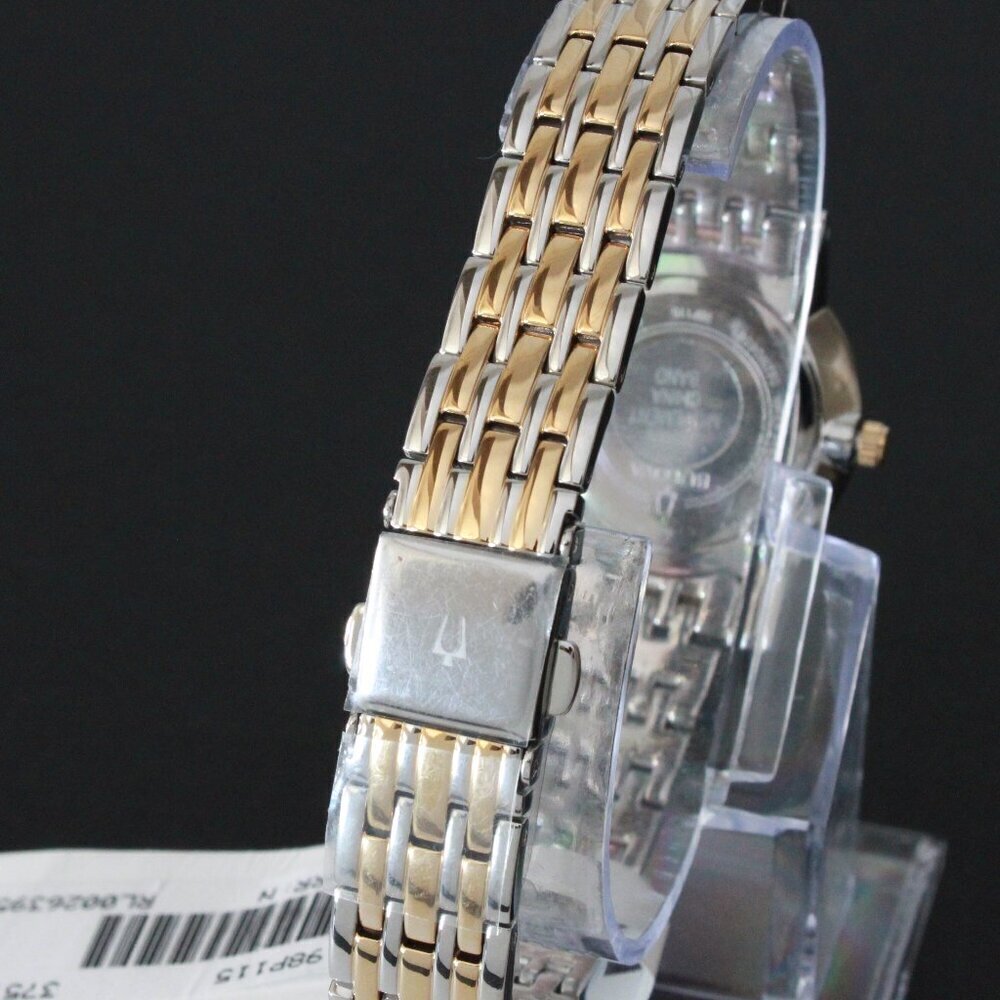 Bulova Ladies Sutton Classic Quartz Watch Four Diamond Accents Two Tone 27mm - Picture 11 of 13